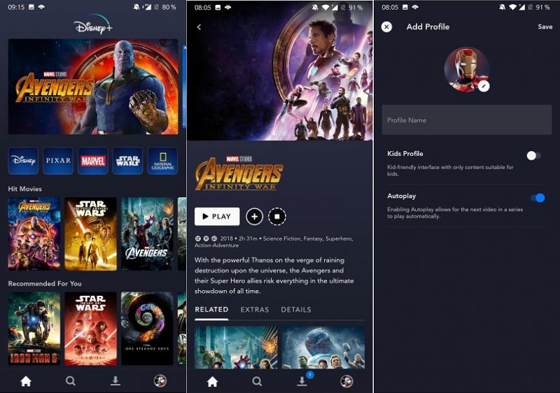 DisneyPlus interface